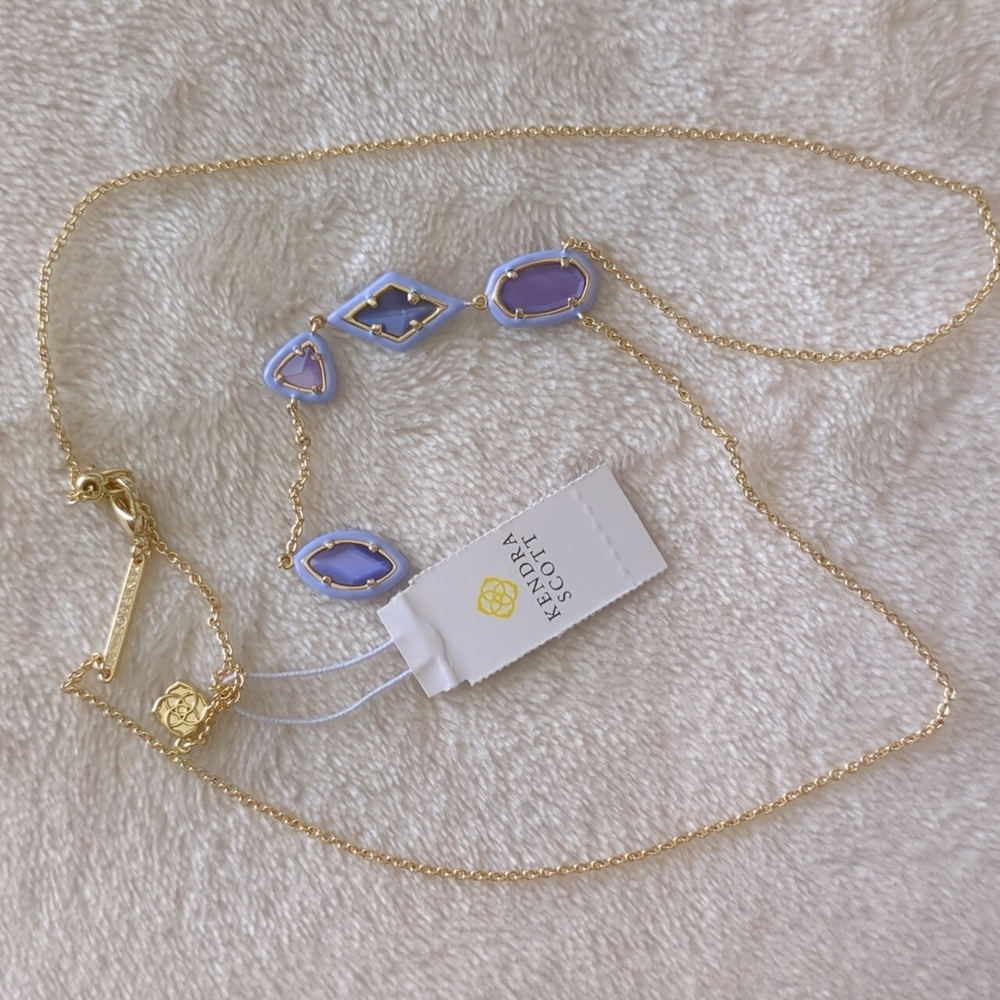 Kendra Scott Greta Gold Y Necklace Lavender Mix New Purple Nwt - Picture 7 of 12